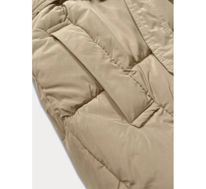 Béžová bunda pro přechodné období s páskem model 21248567 - J.STYLE Béžová bunda pro přechodné období s páskem model 21248567 - J.STYLE