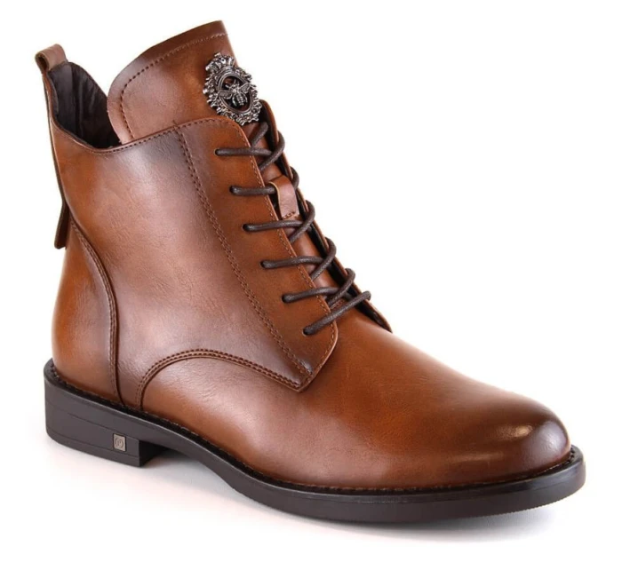 Potocki W WOL171C hnědé boty se šněrováním a zipem