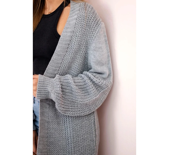 Svetr dlouhý kardigan šedý Svetr dlouhý kardigan šedý