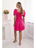 Nařasené šaty s volánky a volánky růžový