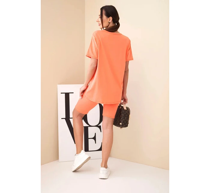 Dámský bavlněný komplet s krátkým rukávem a šortkami žlutý Dámský bavlněný komplet s krátkým rukávem a šortkami žlutý