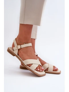 Dámské Ploché Sandály Z Ekokože S.Barski KV27-003 Beige