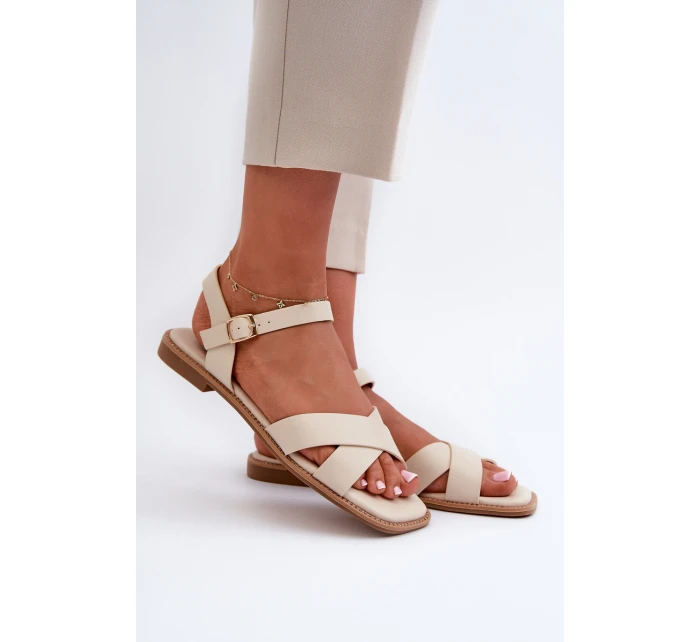 Dámské Ploché Sandály Z Ekokože S.Barski KV27-003 Beige