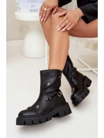 Zateplené dámské boty na zip s ozdobami černé model 21706565 - Boto Zateplené dámské boty na zip s ozdobami černé model 21706565 - Boto