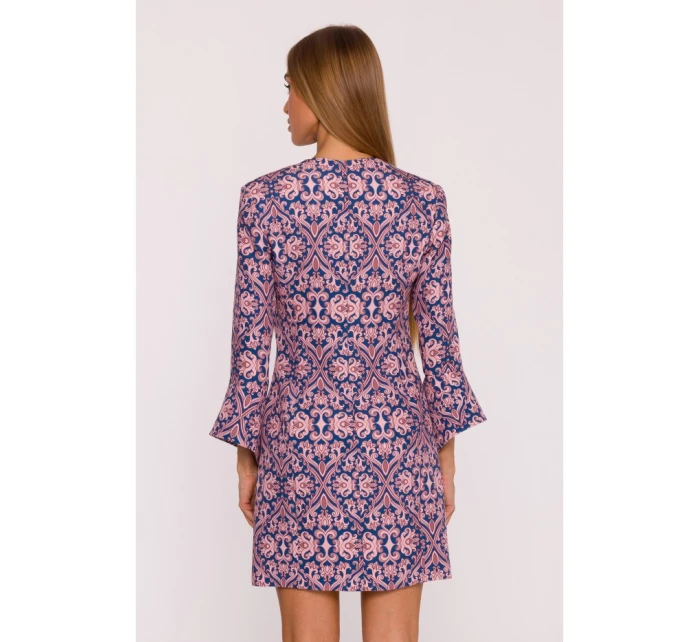 M877 Šaty s potiskem a širokými manžetami - model 3