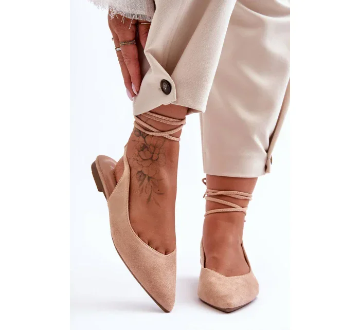 Dámské semišové baleríny nude Lilly Ann