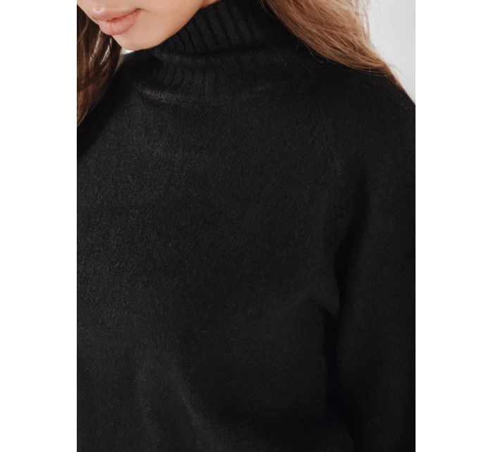 Dámský svetr s polovičním rolákem černý FashionStreet MY2533