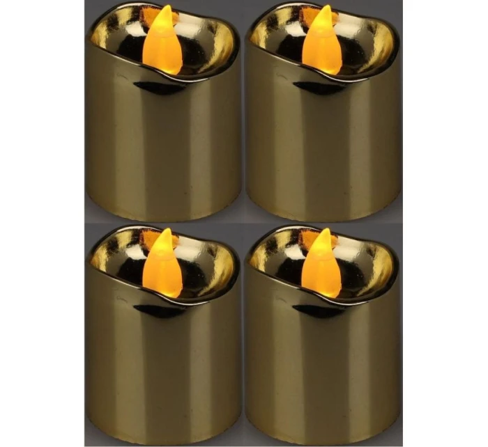 SADA 4 ČAJOVÝCH SVÍČEK VEDENÝCH ZLATOU BARVOU SADA 4 ČAJOVÝCH SVÍČEK VEDENÝCH ZLATOU BARVOU