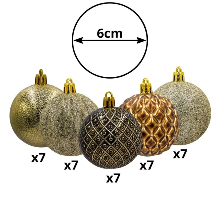 DEKORATIVNÍ PLASTOVÉ CETKY 6CM SADA 35 KS JANTAR