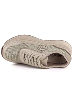 Dámské pletené kožené tenisky zlaté Gino GOLD model 22068730 Dámské pletené kožené tenisky zlaté Gino GOLD model 22068730