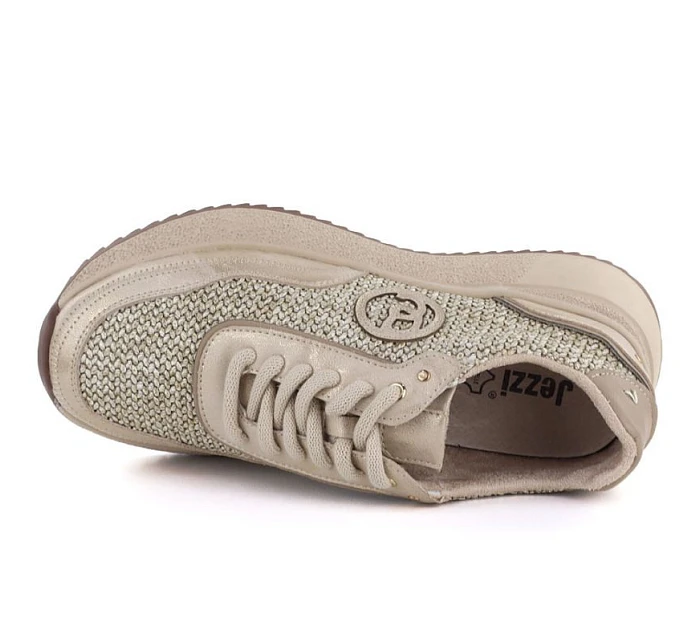 Dámské pletené kožené tenisky zlaté Gino GOLD model 22068730 Dámské pletené kožené tenisky zlaté Gino GOLD model 22068730