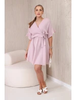Mušelínové šaty s pasem tmavě růžová
