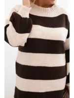 Dámská pletená sukénka Plus Size v pruhy camelová