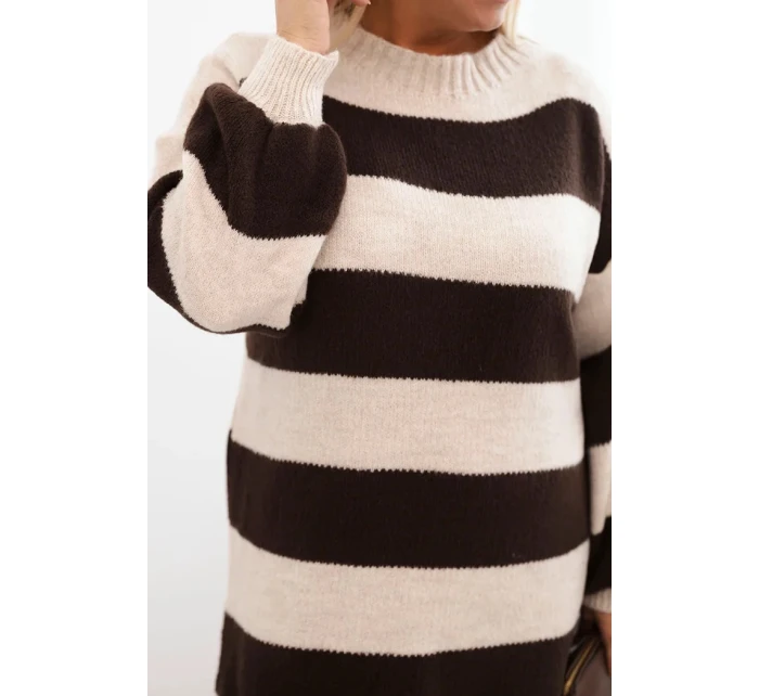 Dámská pletená sukénka Plus Size v pruhy camelová