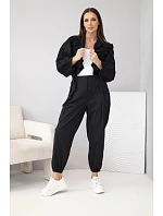Dámský bavlněný komplet s model 22294794 mikinou a kalhotami černý - K-Fashion