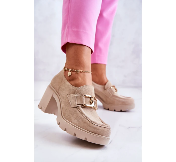 Elegantní boty se zlatým zdobením Světle béžová model 21583105 - Boto Elegantní boty se zlatým zdobením Světle béžová model 21583105 - Boto