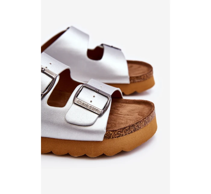 Klasické dámské pantofle Big Star LL274476 Stříbré