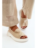 Zazoo 2939 Kožené Dámské Sandály S Mašlí Světle Béžové Zazoo 2939 Kožené Dámské Sandály S Mašlí Světle Béžové