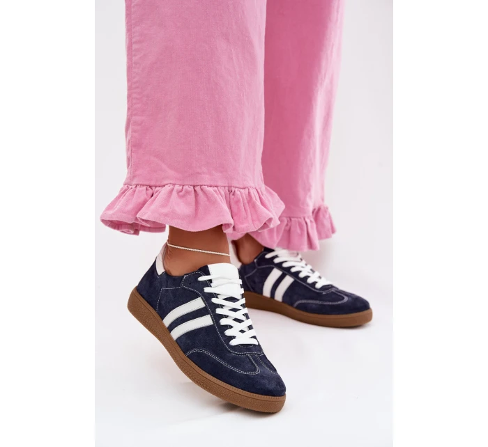 model 22026489 Semišové Nízké Dámské Tenisky Tmavě Modré - Zazoo