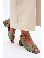 Elegantní sandály z přírodního semiše na podpatku D&A CE61-3127 Zelené