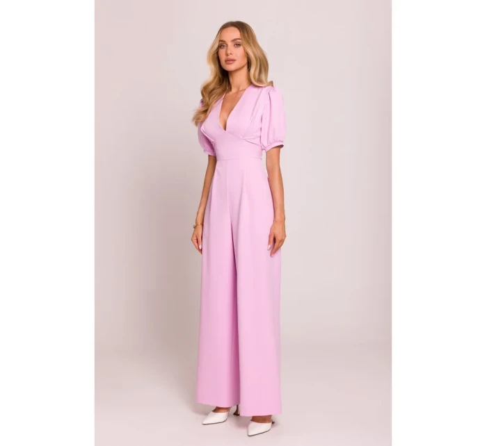 M852 Kombinéza s puff rukávy - cukrově růžová