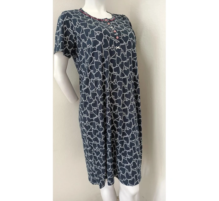 Dámská noční košile model 19641906 Tmavě modrá s bílou vzor - Vamp Dámská noční košile model 19641906 Tmavě modrá s bílou vzor - Vamp