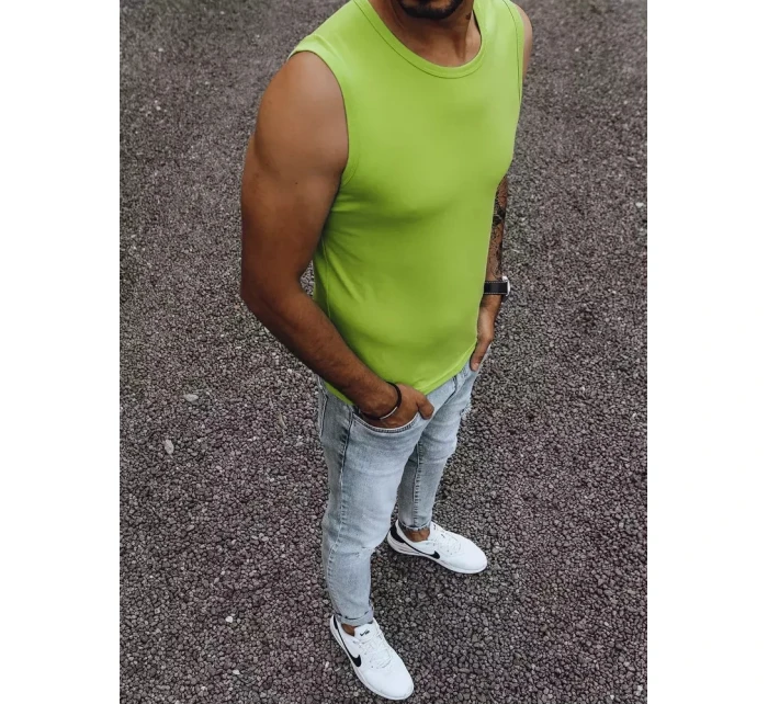 Pánské tričko bez rukávů bez potisku světle zelené Dstreet RX4917