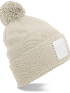 Beechfield B 338R Pletená čepice Patch "Pompon" 53.338R oatmeal/white