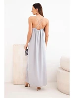 Dlouhé šaty na ramínka šedá