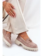 Semišové Dámské Mokasíny S Nášivkou Medvěd Vinceza 79533 Béžové