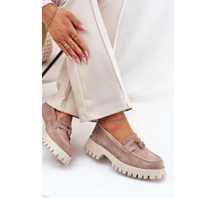 Semišové Dámské Mokasíny S Nášivkou Medvěd Vinceza 79533 Béžové