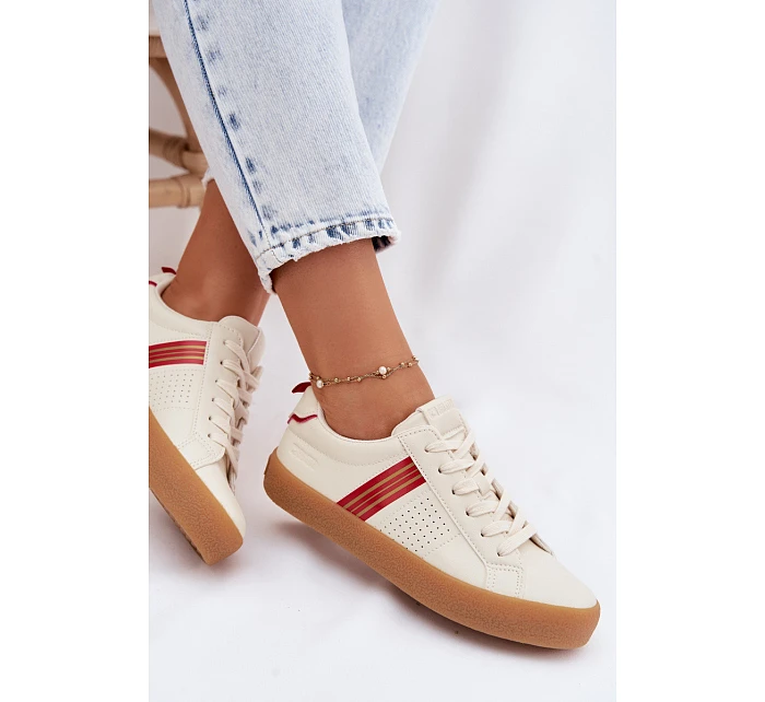 Eko kožené dámské tenisky Big Star model 22100945 světle béžové - Big Star Shoes