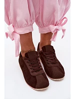 Dámské tenisky z eko semiše nízké čokoládové Melvelin