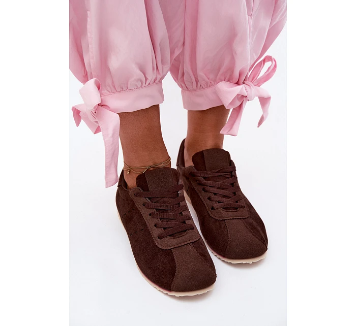 Dámské tenisky z eko semiše nízké čokoládové Melvelin