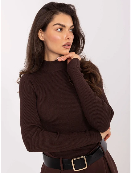 Sweter model 21389010 ciemny brązowy - FPrice Sweter model 21389010 ciemny brązowy - FPrice
