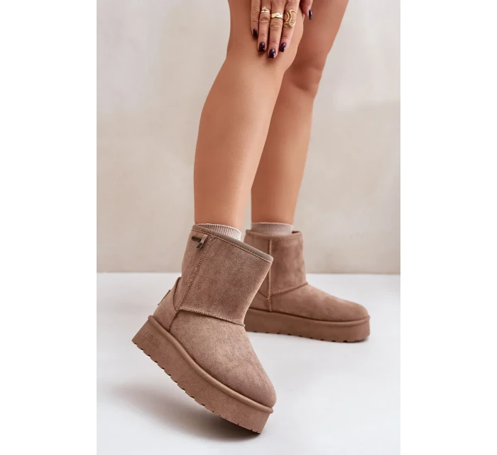 Vysoké Dámské Sněhule Na Platformě Big Star OO274A097 Béžové