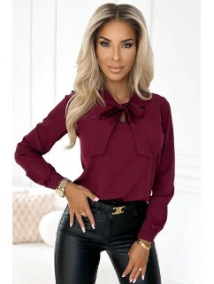 Dámská halenka se zavazováním 140-23 bordová - Numoco