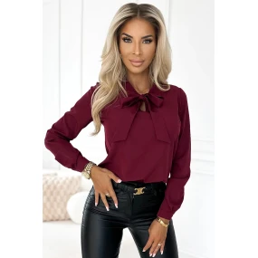 Dámská halenka se zavazováním 140-23 bordová - Numoco Dámská halenka se zavazováním 140-23 bordová - Numoco