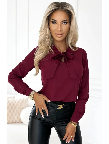 Dámská halenka se zavazováním 140-23 bordová - Numoco