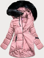 Dámská asymetrická zimní bunda růžová (8953-r)