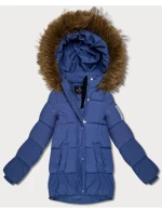 Světle modrá péřová bunda s kapucí model 21809049 - HAPPY HOUSE Světle modrá péřová bunda s kapucí model 21809049 - HAPPY HOUSE