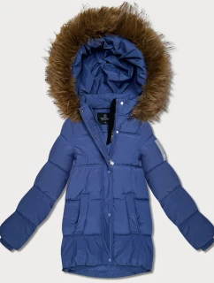 Světle modrá péřová bunda s kapucí model 21809049 - HAPPY HOUSE