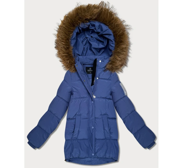 Světle modrá péřová bunda s kapucí model 21809049 - HAPPY HOUSE Světle modrá péřová bunda s kapucí model 21809049 - HAPPY HOUSE