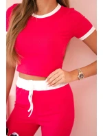 Žebrovaný komplet halenka + kalhoty se širokou nohavicí fuchsie Žebrovaný komplet halenka + kalhoty se širokou nohavicí fuchsie