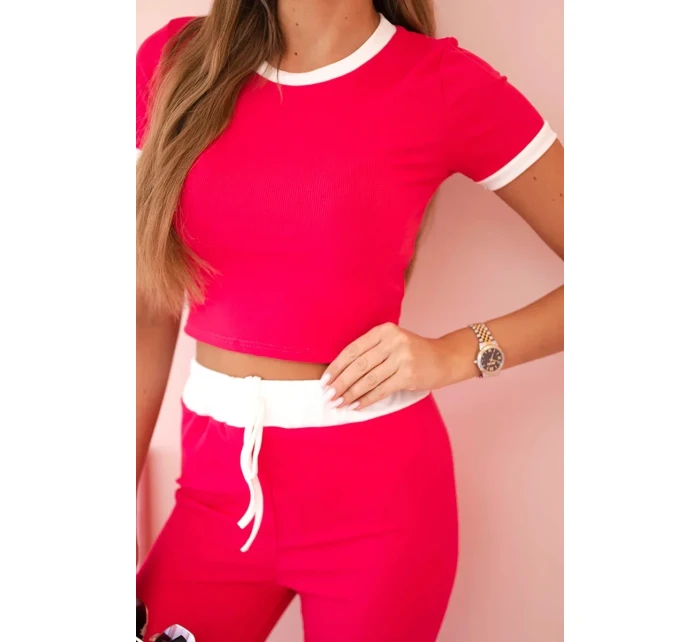 Žebrovaný komplet halenka + kalhoty se širokou nohavicí fuchsie Žebrovaný komplet halenka + kalhoty se širokou nohavicí fuchsie