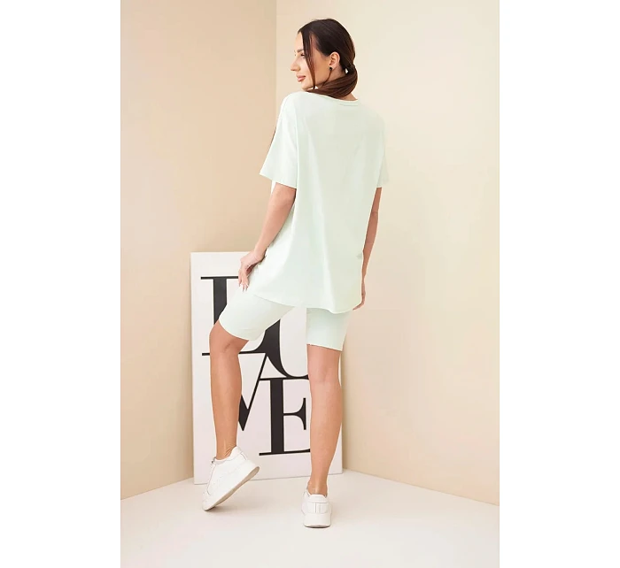 Dámský bavlněný komplet s krátkým rukávem a šortkami žlutý