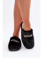 Dámské Pantofle S Kožíškem A Nápisem Černé Kalelia Dámské Pantofle S Kožíškem A Nápisem Černé Kalelia