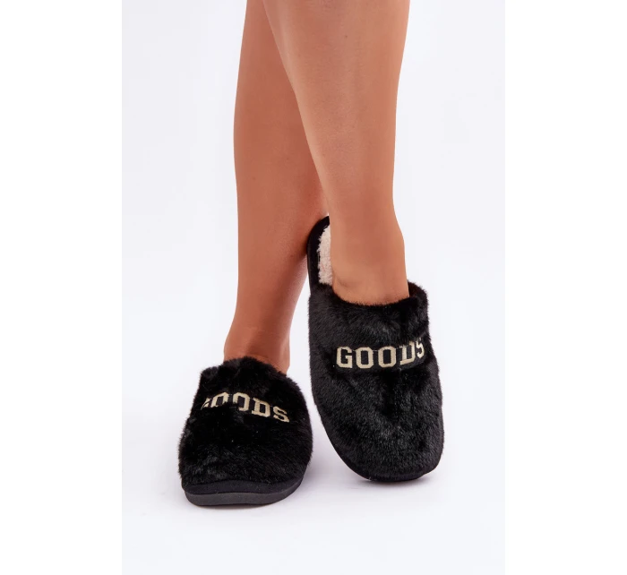 Dámské Pantofle S Kožíškem A Nápisem Černé Kalelia Dámské Pantofle S Kožíškem A Nápisem Černé Kalelia