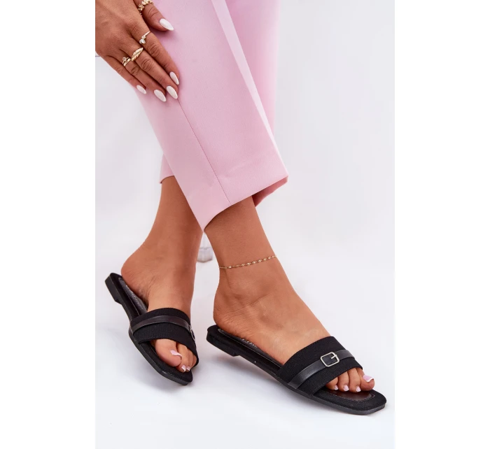 Ploché Dámské Pantofle S Páskem A Přezkou Černé Zilina Ploché Dámské Pantofle S Páskem A Přezkou Černé Zilina