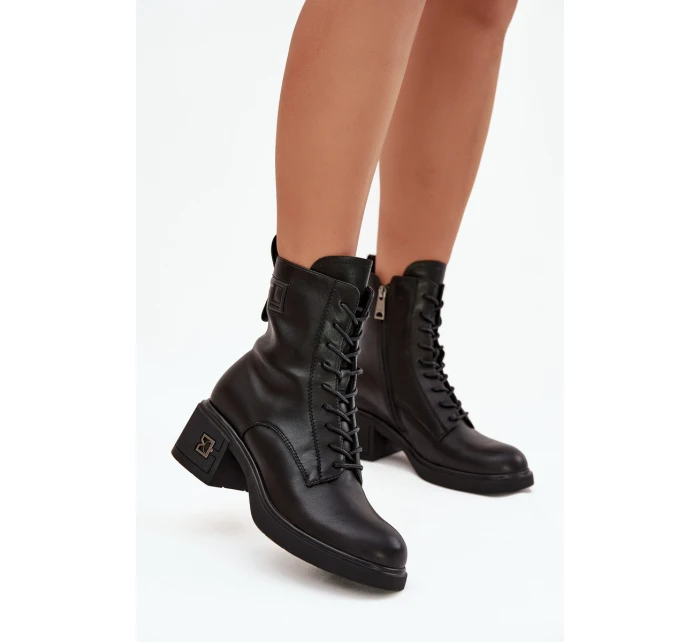 Zateplené dámské kotníkové boty z pravé kůže na klínku Vinceza 66819 Černé